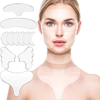 11Pcs Face Anti Wrinkle Patch Lifting Silicone Skin Care Eye Forehead Reusable Facial Pad Face Massager Facial Beauty TSLM1