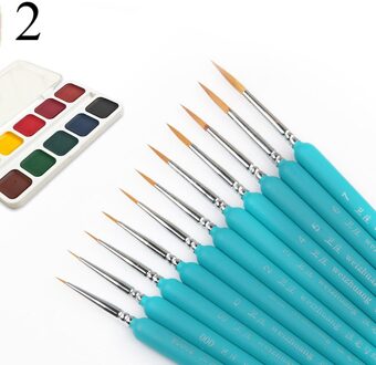 11Pcs Haak Lijn Pen Aquarel Zachte Haar Olie Penselen Extra Fijn Wezel Haar Handgeschilderde Borstel Borstels Voor acryl Verf 2