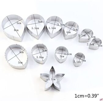 11Pcs Kauwgom Plakken Bloem Mold Austin Rose Petal Kelk Blad Cutter Set Sugar Craft