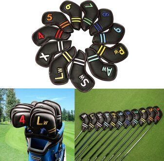 11Pcs Magnetische Golf Iron Head Covers Headovers Wiggen Covers Pu Hoofd Cover Protector Golfer 4-9, een ~ Lw