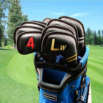 11Pcs Pu Lederen Golf Iron Head Covers Set Ijzers Headcover Club Zwarte Covers Met Magnetische Sluiting, Geen. Tag Voor Vrouwen Mannen