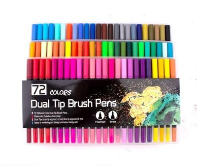 12-120 Kleuren Art Pennen Set, Fijne Tip & Flexibele Borstel Pen Tip, waterbasis Markers Voor Volwassen Kleuring Kalligrafie 72 kleuren