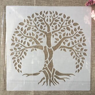 12*12Inch Grote Mandala Geluk Boom Diy Gelaagdheid Stencils Muur Schilderen Plakboek Kleuring Embossing Album Decoratieve Template