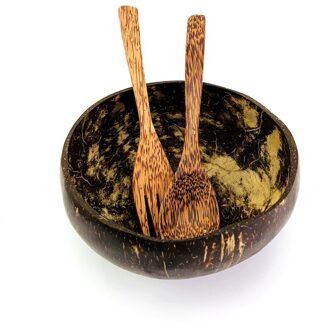 12-15Cm Natuurlijke Kokosnoot Kom Bescherming Houten Kom Kokosnoot Hout Servies Lepel Set Coco Smoothie Kokosnoot Keuken Milieu Coconut reeks