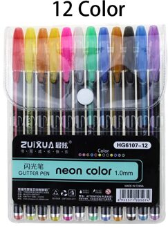 12/16/18/24/36/48 Kleuren Markeerstift Glitter Gel Pen Voor Kleurboeken Tijdschriften Tekening Doodling schilderen Gekleurde Art Markers 12 kleuren