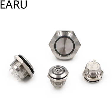 12/16/19mm Mirco Switch Short Strock Stainless Steel Momentary Self-reset Waterproof Metal Push Button Switch Power LED Light