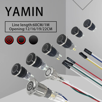 12/16/22mm Metal Push Button Switch 3-6V DIY With Wire For Computer PC Lamp Light Main Board Power Supply Black/Silver