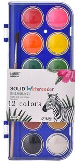12/16/28 Kleuren Solid Aquarel Schildert Met Schilderen Borstel Voor Kinderen Diy Art Schilderij Tekening Gereedschap Set 12 kleuren