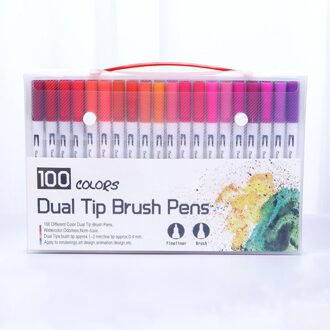 12/18/24/36/48/72/100Pcs Kleuren Fijne Liner Tekenen Schilderen Art marker Pennen Dual Tip Borstel Pen Schoolbenodigdheden Briefpapier 100 kleuren