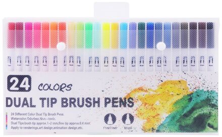 12/18/24/36/48/72/100Pcs Kleuren Fijne Liner Tekenen Schilderen Art marker Pennen Dual Tip Borstel Pen Schoolbenodigdheden Briefpapier 24 kleuren
