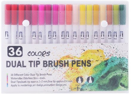 12/18/24/36/48/72/100Pcs Kleuren Fijne Liner Tekenen Schilderen Art marker Pennen Dual Tip Borstel Pen Schoolbenodigdheden Briefpapier 36 kleuren