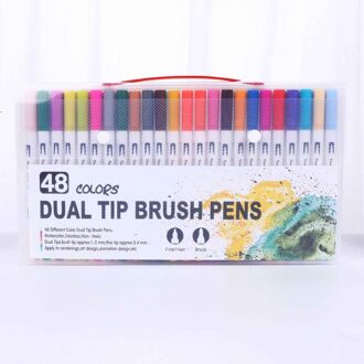 12/18/24/36/48/72/100Pcs Kleuren Fijne Liner Tekenen Schilderen Art marker Pennen Dual Tip Borstel Pen Schoolbenodigdheden Briefpapier 48 kleuren