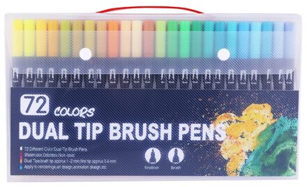 12/18/24/36/48/72/100PCS Kleuren FineLiner Tekening Pen Schilderij Aquarel art Marker Pennen Dual Tip Borstel Pen Kunst School Supplies 72 kleuren