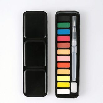 12/18/24/36 Kleuren Solid Aquarel Verf Set Draagbare Metalen Doos Met Water Kleur Borstel School Kids Professionele art Supplies 12 kleur