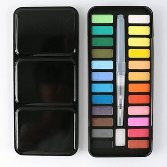 12/18/24/36 Kleuren Solid Aquarel Verf Set Draagbare Metalen Doos Met Water Kleur Borstel School Kids Professionele art Supplies 24 kleur