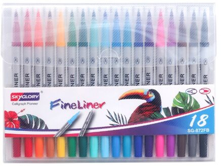 12/18/24/36Pcs Dual Tip Flexibele Kleur Borstel Fineliner Aquarel Tekenpen K92C 5AC105381-18