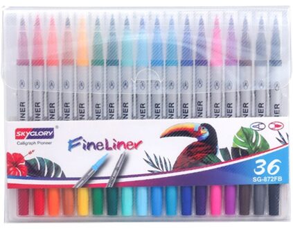 12/18/24/36Pcs Dual Tip Flexibele Kleur Borstel Fineliner Aquarel Tekenpen K92C 5AC105381-36