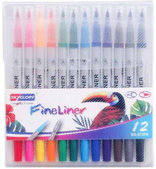 12/18/24/36Pcs Dual Tip Flexibele Kleur Borstel Fineliner Tips Aquarel Pen Voor Tekenen Schilderen kleuring Art Markers 5AC105381-12