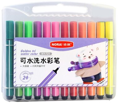 12/18/24/36Pcs Wasbare Art Marker Pennen Set Diverse Kleuren Tekening Borstel Fijne Tip Aquarel pen Voor Kinderen Volwassen Kleuring Schets 24 kleuren