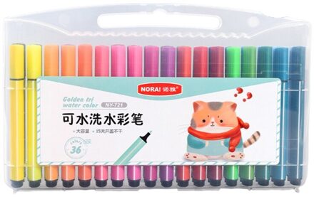 12/18/24/36Pcs Wasbare Art Marker Pennen Set Diverse Kleuren Tekening Borstel Fijne Tip Aquarel pen Voor Kinderen Volwassen Kleuring Schets 36 kleuren