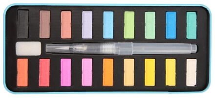 12/18/24 Kleuren Aquarel Pennen Set Met Absorberende Spons Duurzaam Effen Schilderen Pigment Student Art Tekening Levert blauw 18