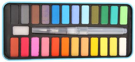 12/18/24 Kleuren Aquarel Pennen Set Met Absorberende Spons Duurzaam Effen Schilderen Pigment Student Art Tekening Levert blauw 24
