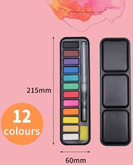 12/18/24 Kleuren Professionele Aquarel Verf Set Tekening Draagbare Effen Water Kleur Borstel Acryl Schilderen Kunst Levert 12 kleuren