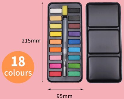 12/18/24 Kleuren Professionele Aquarel Verf Set Tekening Draagbare Effen Water Kleur Borstel Acryl Schilderen Kunst Levert 18 kleuren