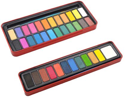 12/18/24 Kleuren Solid Aquarel Verf Set Draagbare Tekening Borstel Acryl Art Schilderen Leveringen 18 kleuren