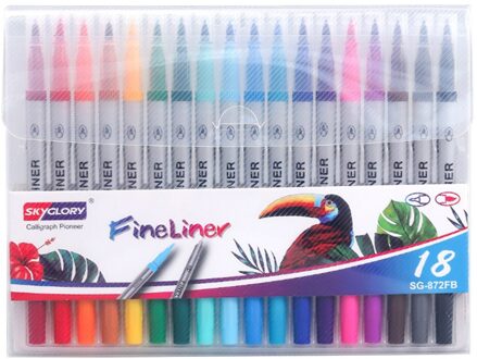 12/18/24Pcs Kind Kleur Pen Set Marker Aquarel Borstel Vette Gekleurde Tekening Fineliner Pen Voor Tekening schilderen Kalligrafie