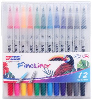 12/18/24Pcs Kind Kleur Pen Set Marker Aquarel Borstel Vette Gekleurde Tekening Fineliner Pen Voor Tekening schilderen Kalligrafie