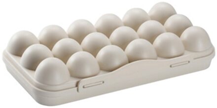 12/18 Grid Ei Box Voedsel Container Ei Koelkast Organisator Opbergdoos Scherper H056 khaki 18 Compartment