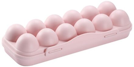 12/18 Grid Ei Box Voedsel Container Ei Koelkast Organisator Opbergdoos Scherper H056 roze 12 Compartment