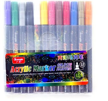12/18 Kleuren 0.7Mm Acryl Verf Marker Pen Art Marker Pen Voor Keramische Rock Glas Porselein Mok Hout Stof canvas Schilderij 12 kleuren