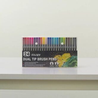 12/24/36/48/120 Stuks Aquarel Pennen Borstel Markers Dual Tip Fineliner Waterbasis Markeerstift pen Voor Kalligrafie Tekening