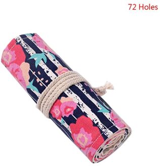 12/24/36/48/72 Gaten Canvas Rose Roll Up Pen Gordijn Potlood Bag Case Make-Wrap Houder opslag Pouch