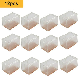 12/24 pcs Rectangle Chair Leg Floor Protectors Rectangular Chair Leg Caps Silicone Table Chair Feet Protectors with Felt Pads