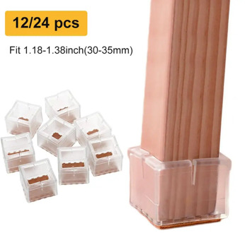 12/24Pack Square Chair Leg Floor Protectors Silicone Chair Leg Protectors Leg Caps Furniture Protectors Table Chair Feet Protect