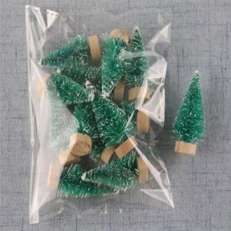 12/24Pcs Lot Mini Kerstboom Sisal Zijde Ceder Home Decor 4.5Cm Kleine Kerstman Sneeuw Vorst Dorp huis Jaar Levert