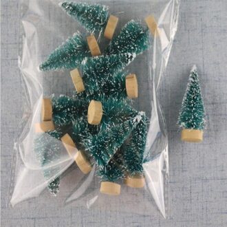 12/24Pcs Lot Mini Kerstboom Sisal Zijde Ceder Home Decor 4.5Cm Kleine Kerstman Sneeuw Vorst Dorp huis Jaar Levert