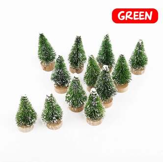 12/24Pcs Mini Kerstboom Sisal Zijde Ceder Home Decor 4.5Cm Kleine Kerstman Sneeuw Vorst Dorp huis Jaar Xmas Supplies groen / 24stk