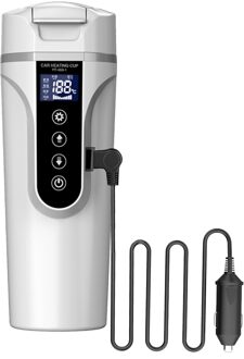 12/24V Auto Reizen Verwarming Mok Met Deksel Draagbare Koffie Reiskop Auto Interieur Accessoires Voor Reizen wit