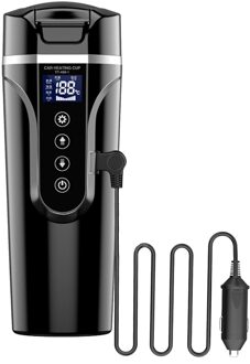 12/24V Auto Reizen Verwarming Mok Met Deksel Draagbare Koffie Reiskop Auto Interieur Accessoires Voor Reizen zwart