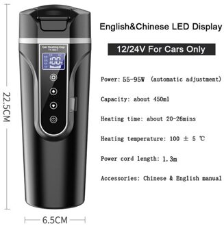 12/24V Auto Universal Smart Pers Digitale Display Verwarming Water Cup Elektrische Warm Water Cup Geïsoleerde Beker 450Ml wit
