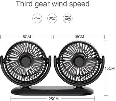 12/24V Draagbare Mini Auto Ventilator 360 Graden All-Ronde Verstelbare Auto Air Cooling Dual Head Usb fans Rustige Kleine Desktop Fan