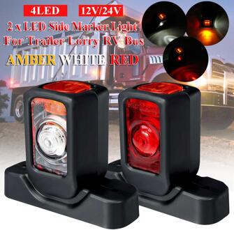 12/24V Truck Led Side Marker Licht Triple Amber Wit Rood Indicator Lampen Voor Trailer Vrachtwagen Rv Bus