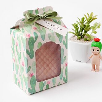 12.5*6.7*9.8 cm 10 Stks leuke cactus Papier Doos Bruiloft Kerst Verjaardag Cookie Chocolade Macaron verpakking Opbergdozen