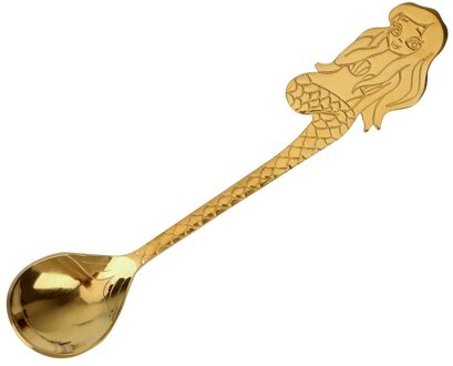12.5cm Koffie Lepel Rvs Mermaid Patroon Lepel Bestek Koffie Drinken Tool Thuis Keuken Accessoires Gadget Goud