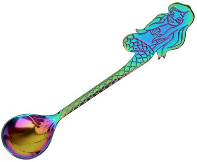 12.5cm Koffie Lepel Rvs Mermaid Patroon Lepel Bestek Koffie Drinken Tool Thuis Keuken Accessoires Gadget kleurrijk