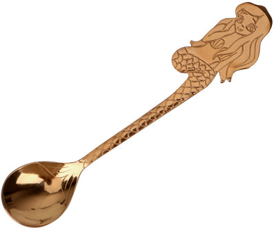 12.5cm Koffie Lepel Rvs Mermaid Patroon Lepel Bestek Koffie Drinken Tool Thuis Keuken Accessoires Gadget roos goud